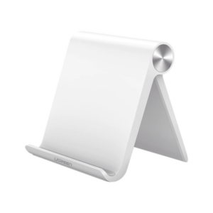 Soporte de Escritorio para Tablet / Ajustable de 0° a 100° / Goma Antiarañazos / Antideslizante / Amplia Compatibilidad con dispositivos de 4'' a 13'' / Plegable / ABS / Color Blanco