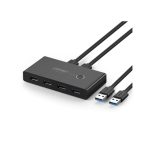 Conmutador USB para Compartir 4 Puertos USB 3.0 a 2 PC Ìs | Cambio Mediante Botón | Incluye Dos Cables USB de 1.5 m | ABS | Permite que 2 Usuarios Compartan 4 Dispositivos Periféricos USB3.0, como una impresora, un escáner, etc.