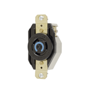 Receptáculo de Media Vuelta Industrial para Empotrar/ 20A 250V/ 2 Polos 3 Hilos/ NEMA L6-20R / Color Negro.