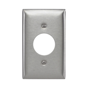 Placa para Receptáculo Sencillo de 15 y 20 A de Entrada Recta y para Receptáculo de 15 A de Media Vuelta/ 1.4" (35.56 mm) / Acero Inoxidable.