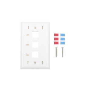 Placa de Pared, de 3 Puertos, Keystone, con Espacio para Etiqueta - Color Blanco