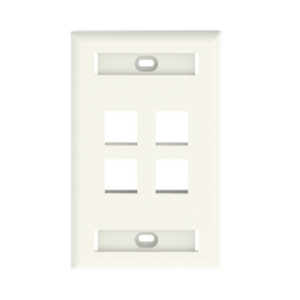 Placa de Pared Vertical, Salida Para 4 Puertos Keystone, Con Espacios Para Etiquetas, Color Blanco Mate