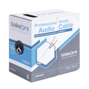 Cable para Audio Profesional de 2 Conductores Calibre 18 para Aplicaciones de Audio y Automatización Bobina de 152 Metros (500 Pies)