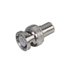 Adaptador en Línea para 75 Ohm, de Conector BNC Macho a RCA Hembra en Aplicaciones de Audio-Video para Cámaras, Monitores y DVR's.